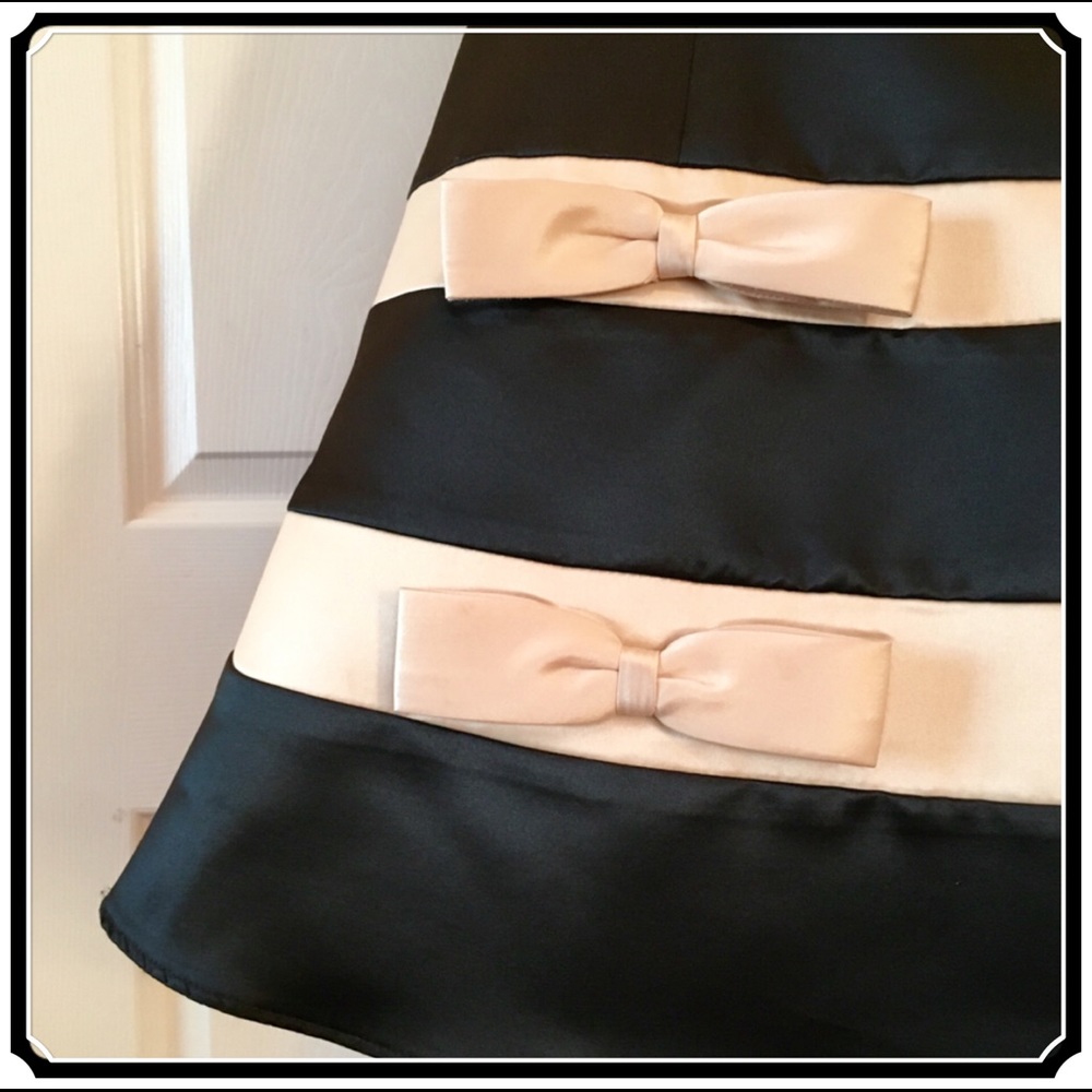 ✖️SOLD Jessica McClintock Strapless Dress Black Satin Bow Gown Tulle - Picture 4 of 8