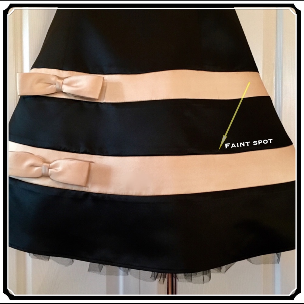 ✖️SOLD Jessica McClintock Strapless Dress Black Satin Bow Gown Tulle - Picture 7 of 8