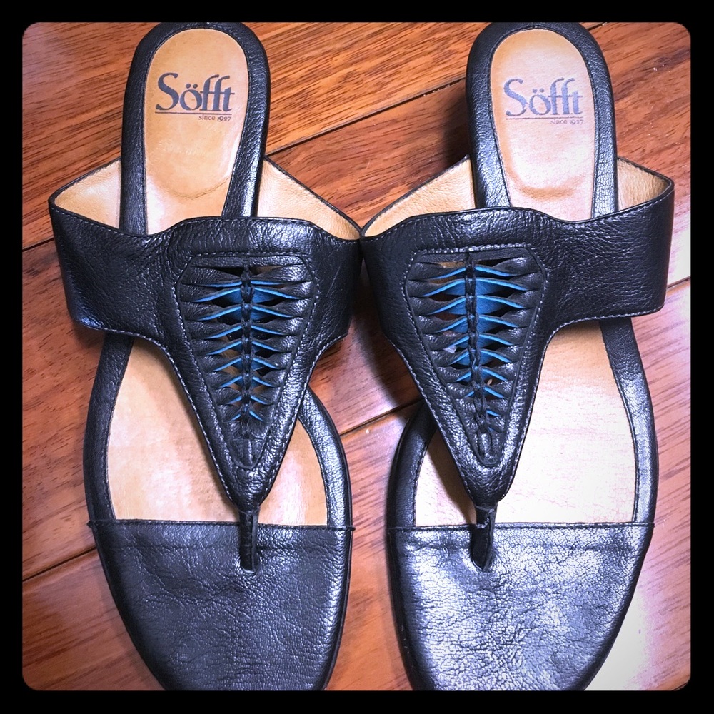 Black leather slides
