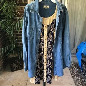 Cream colored Indian embroidered navy dress