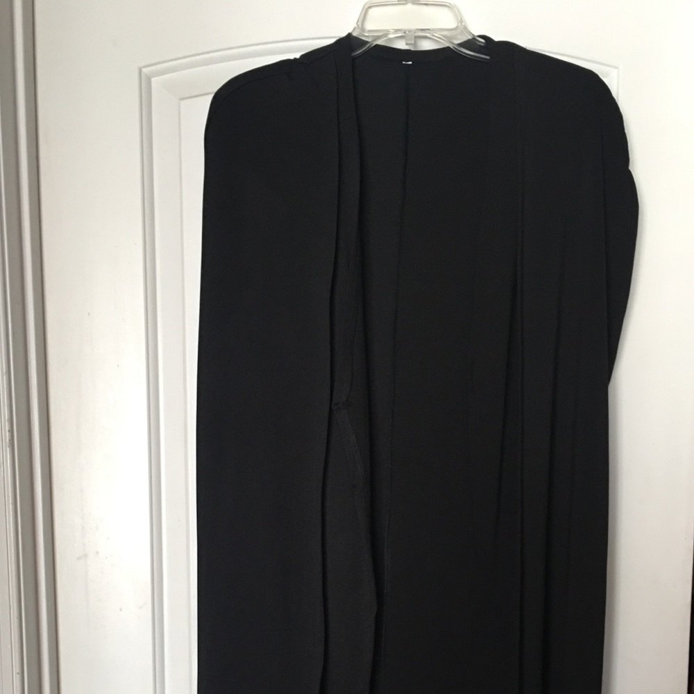 Long black cape vest