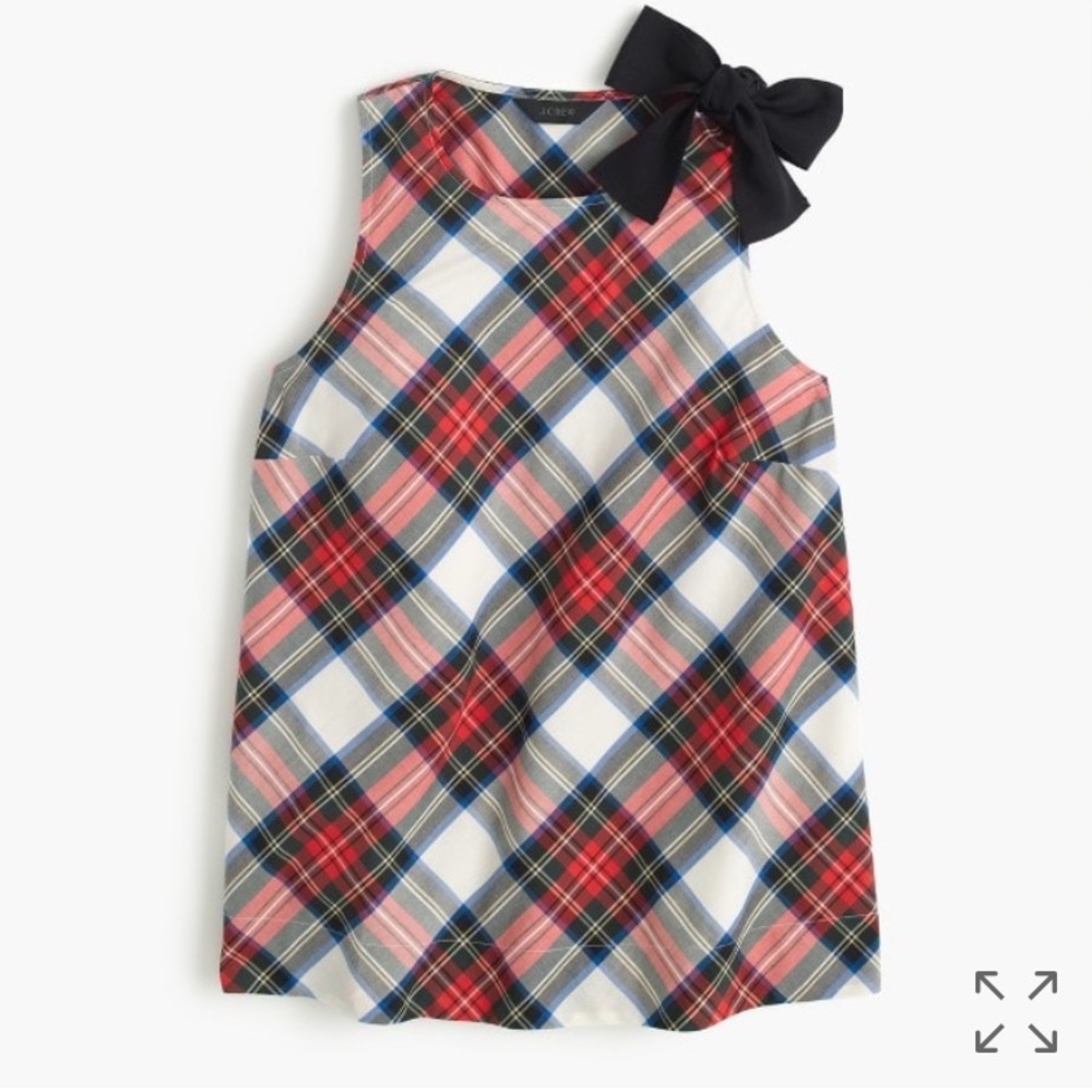 J.Crew Bow Shoulder Festive Plaid Top