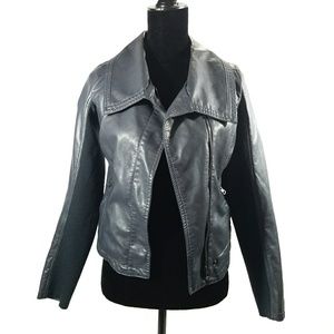 Tinley Road Faux Leather Jacket in Dark Slate Blue