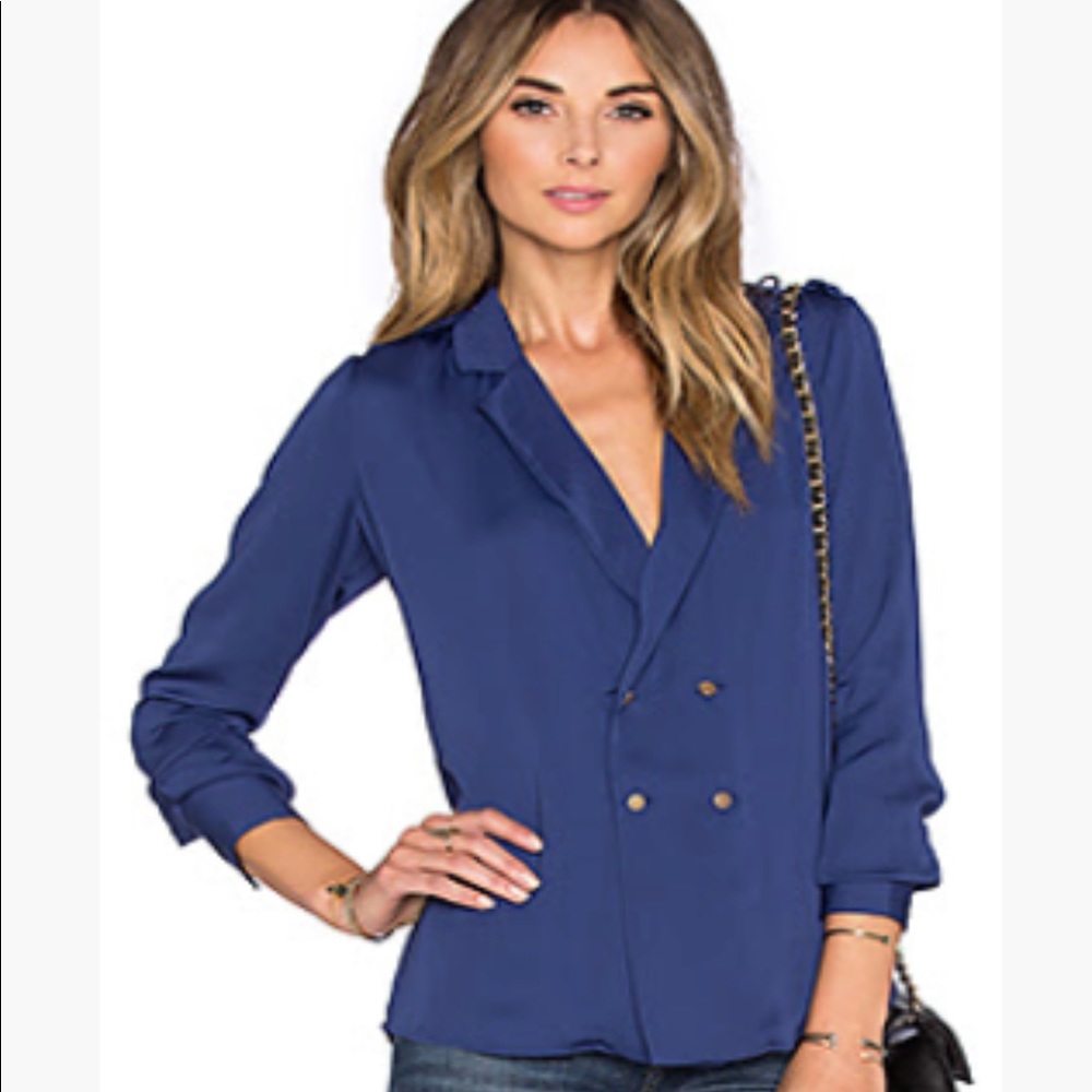L’Academie Satin Pajama Blouse - size M