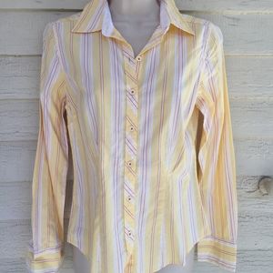 BASS yellow striped cotton shirt/NWT/XS