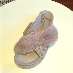 Sam Edelman Bianca Grey Faux Fur Sandal