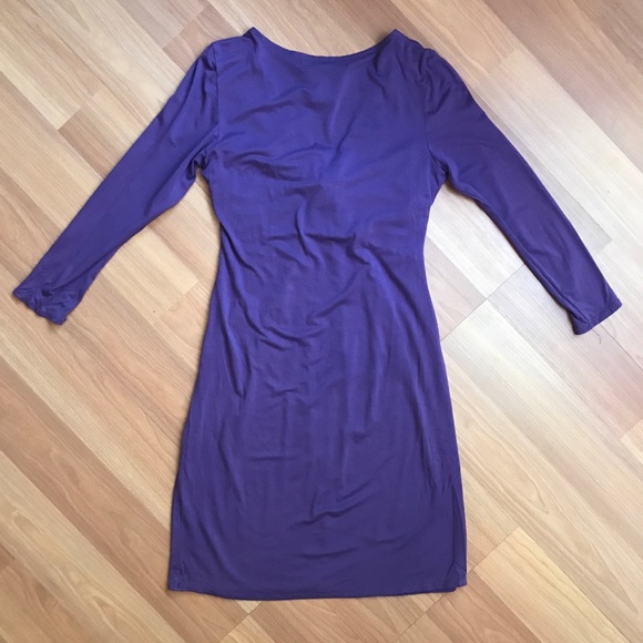 Max Studio Purple twist front long sleeve v-neck - Picture 2 of 5