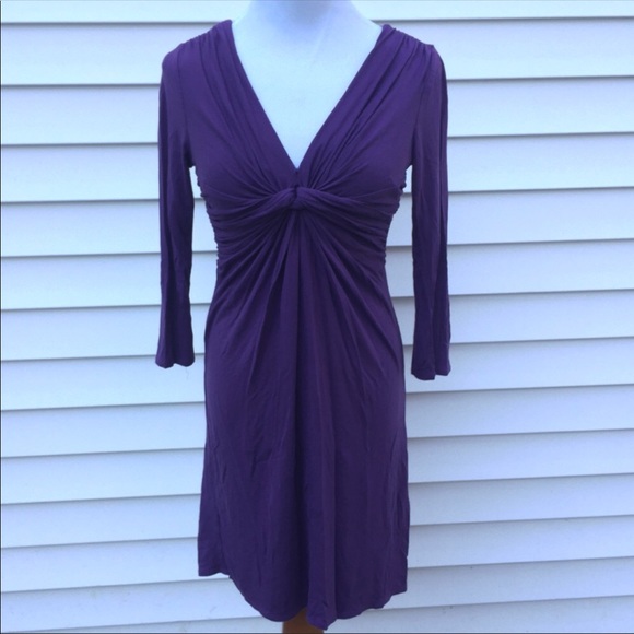 Max Studio Purple twist front long sleeve v-neck - Picture 3 of 5