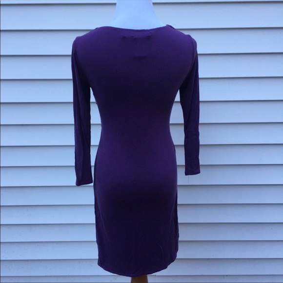 Max Studio Purple twist front long sleeve v-neck - Picture 4 of 5