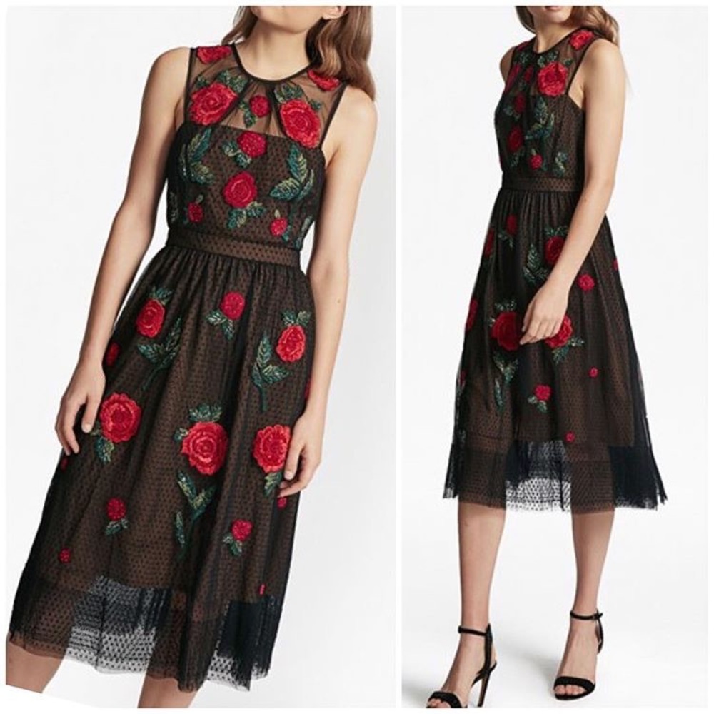 FRENCH CONNECTION Gorgeous Rose Midi Dress