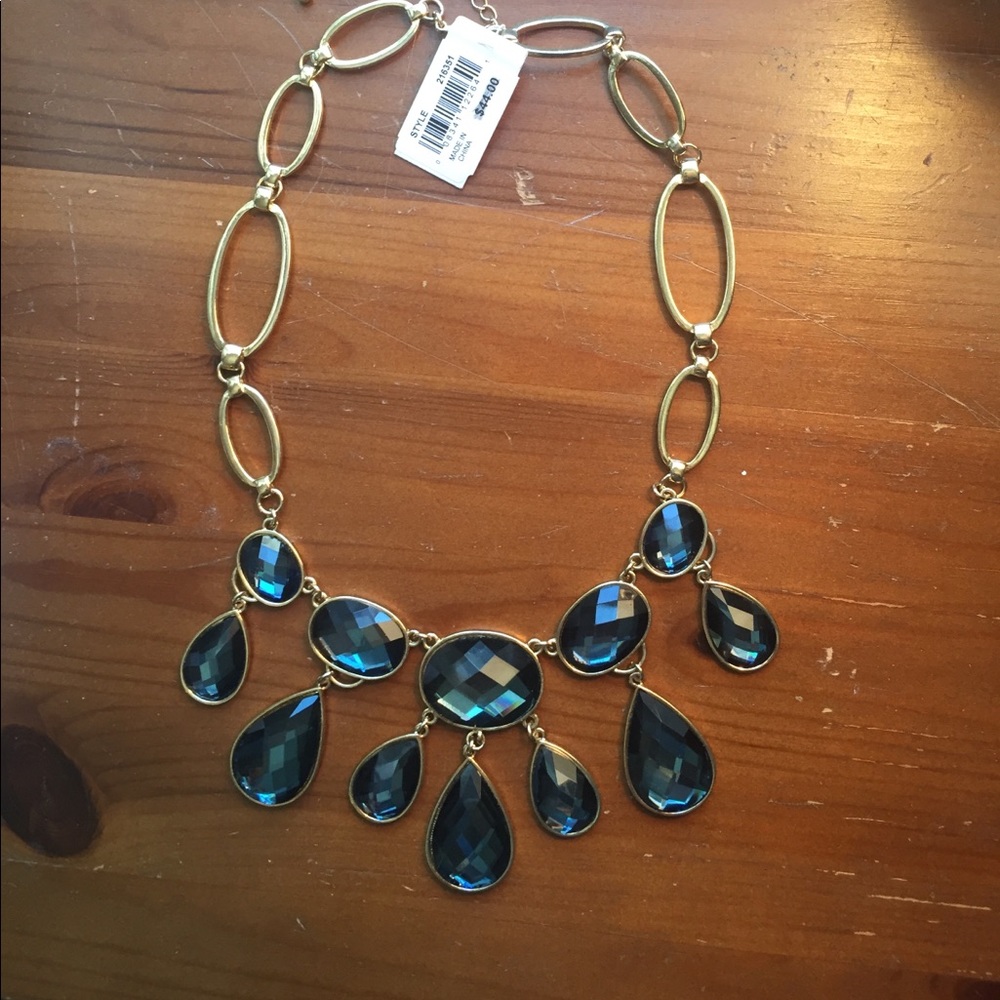 Blue Gem statement necklace- NWT