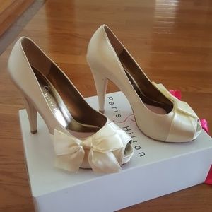 REDUCED..Paris Hilton creme satin heels