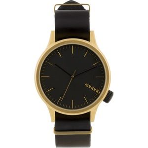 Komono black and gold watch