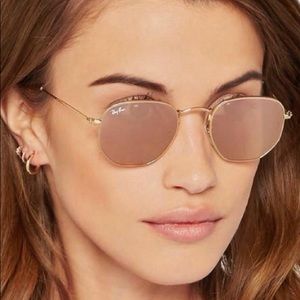 ray ban hexagonal gold copper flash