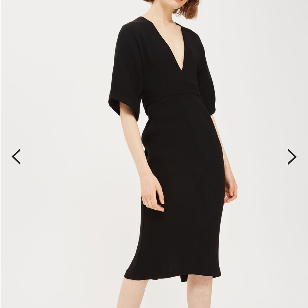 Topshop Textured Plunge Midi Shift Dress