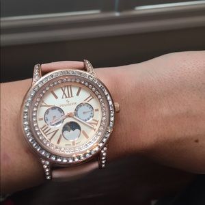 Peugeot Women's Leather Moon Phase Watch