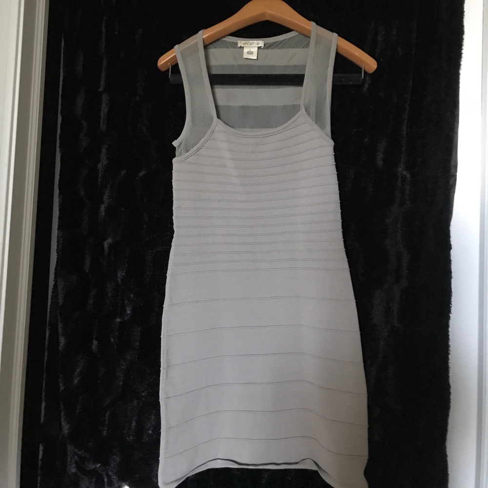 Arden B Taupe Bodycon Dress with sheer black