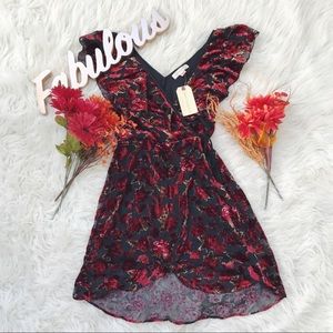 Band Of Gypsies Velvet Ruffle Flowy Dress