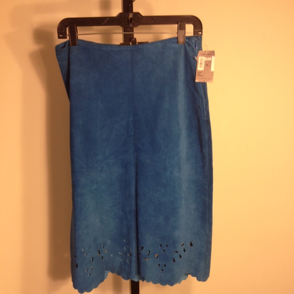 Suede laser cut skirt $275.00