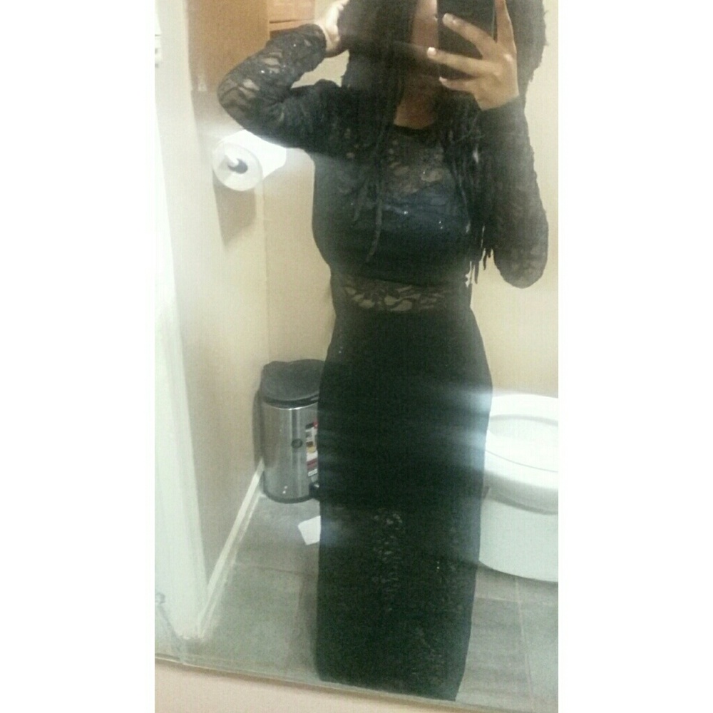 Lace See- Through 2 Piece Dress
