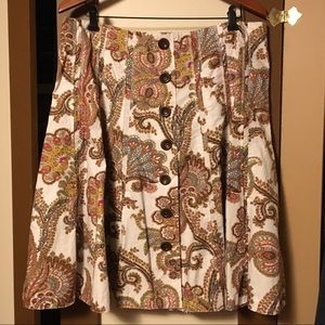 Cabi cotton floral paisley pattern midi skirt