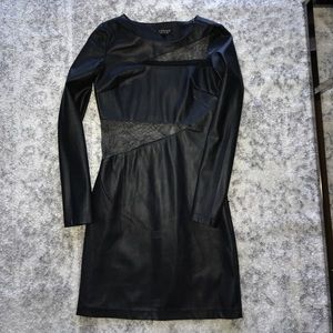 LBD BLACK ‘leather’ long sleeve w/ sheer cutouts