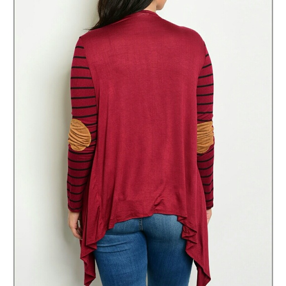 LAST ONE! Plus Size Elbow Patch Open Cardigan 1X - Picture 2 of 3