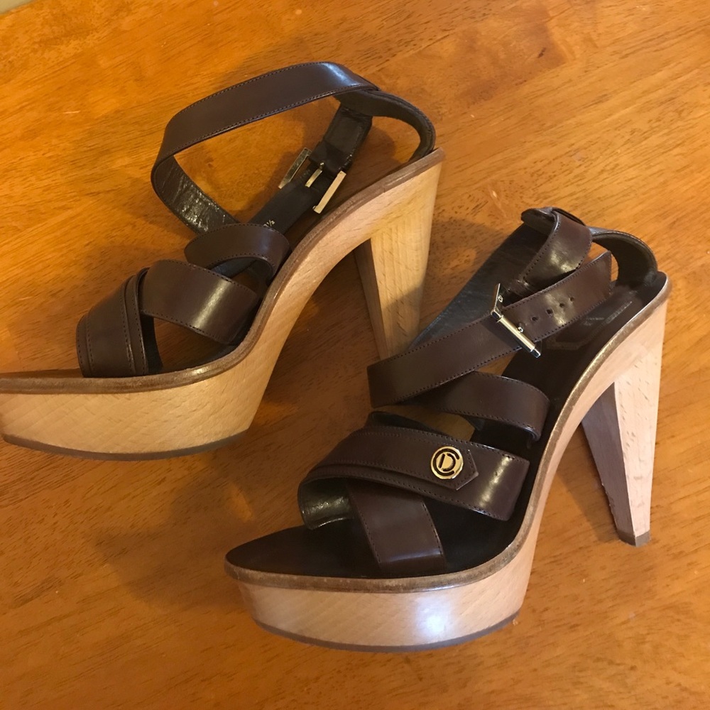 Christian Dior brown leather sandals