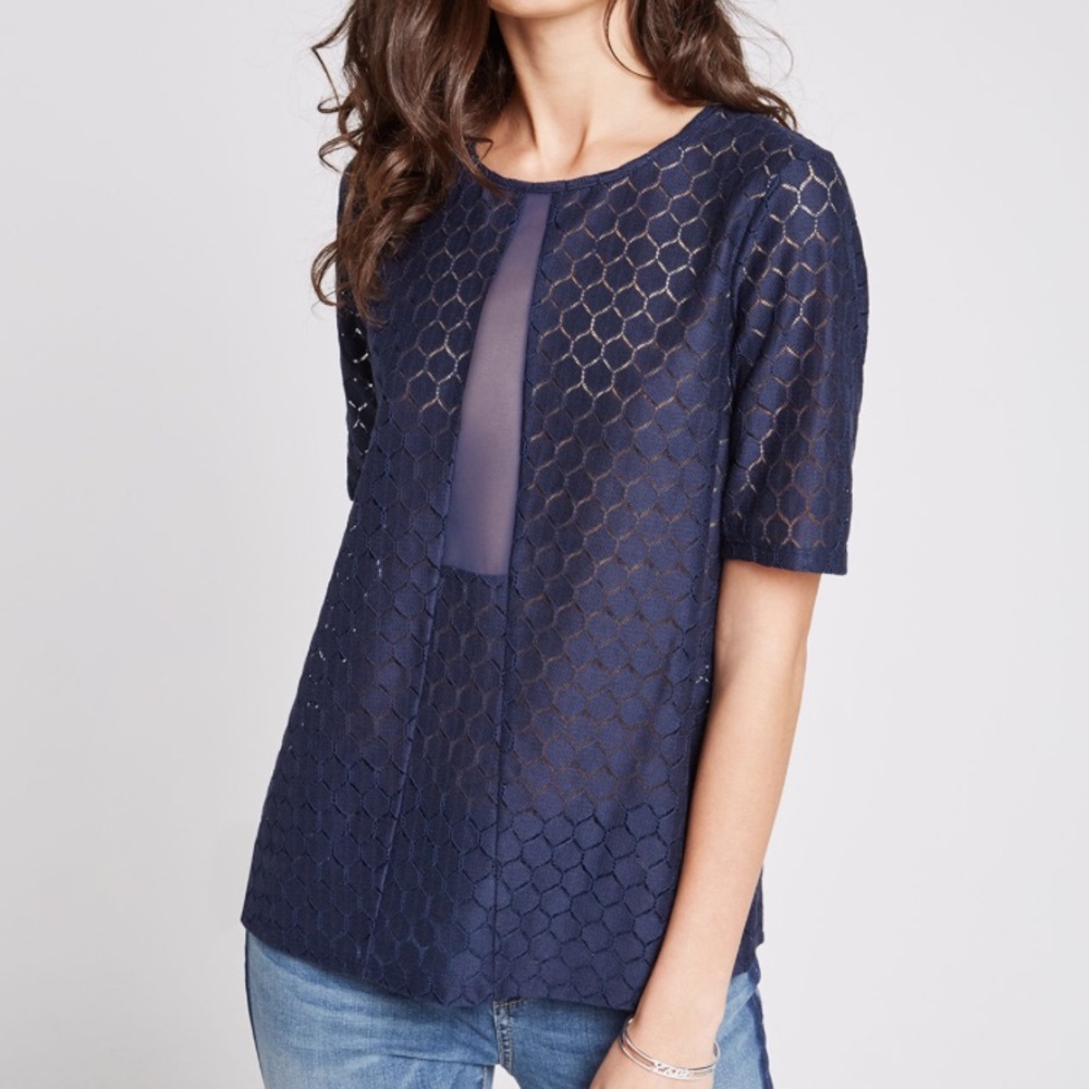NWOT BCBGeneration Honeycomb Lace Tunic Tee