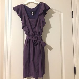 Purple Dress with Ruffle Sleeves