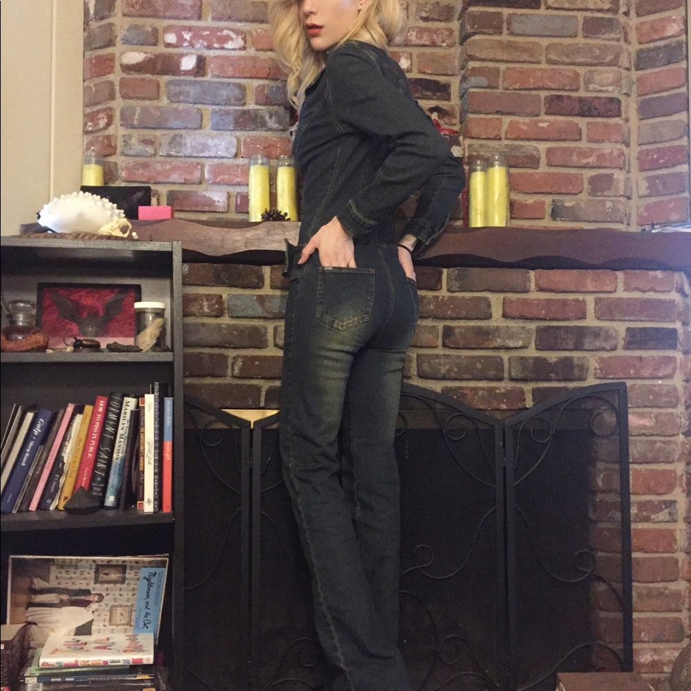 Zip-front denim catsuit - Picture 4 of 6