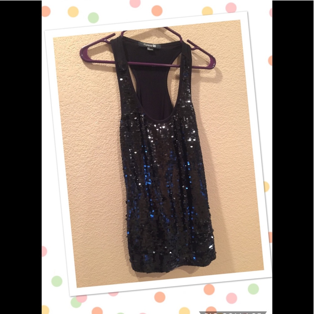 BLACK SEQUIN COCKTAIL TOP - Picture 3 of 8