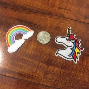🌈 🦄  Set of two colorful magical patches rainbow clouds and unicorn