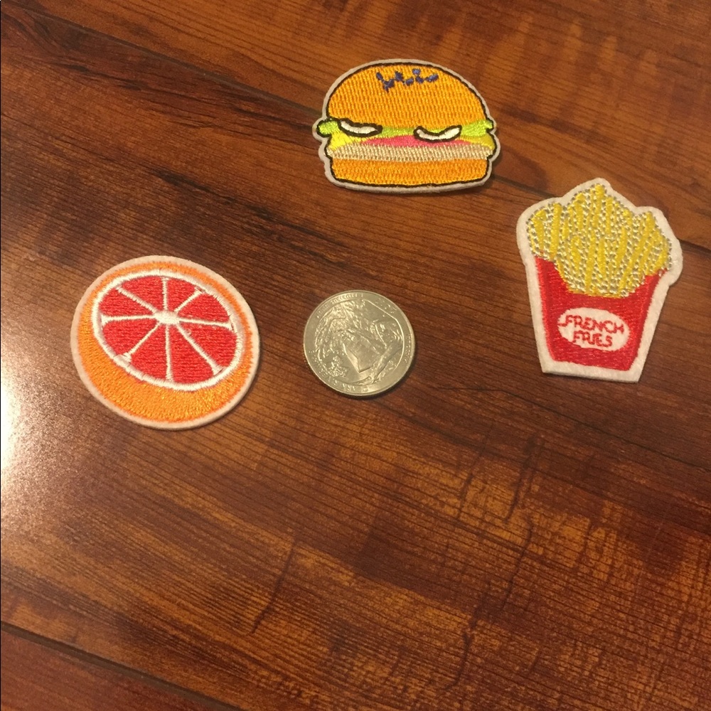 🍔 Set of 3 food patches; burger, fires, and grapefruit 🍟