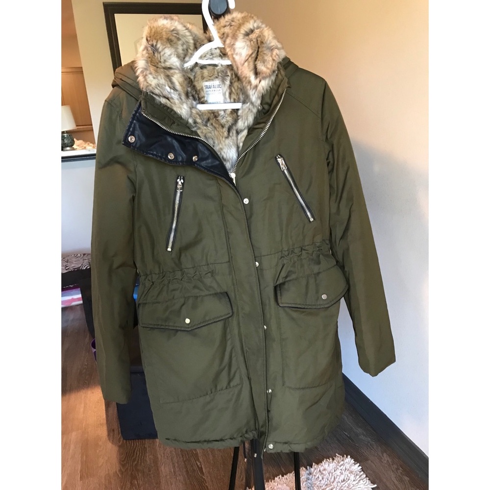 Olive green water repellent parka