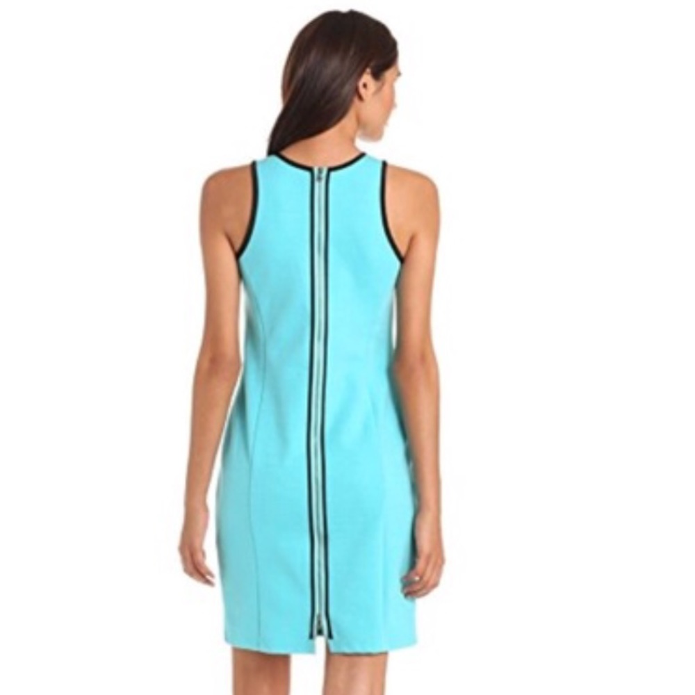 Exposed Back Zipper Bodycon Turquoise Dress - Picture 2 of 3
