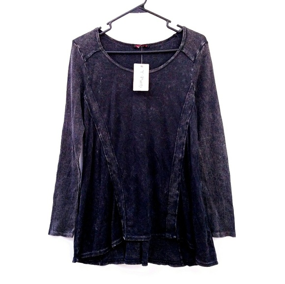 T Party Fashion Tops - NWT T Party Black Distressed Long Sleeve Top