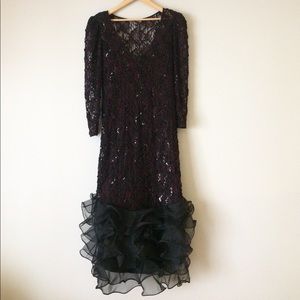 Vintage 80's glam dress sequin tulle low back XL Vintage 80's glam dress sequin tulle low back XL
