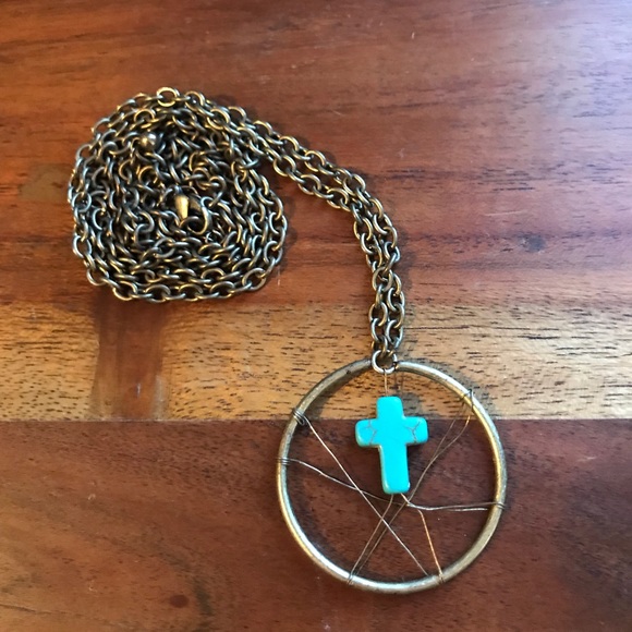 Sold Locally Turquoise cross dream catcher - Picture 1 of 1