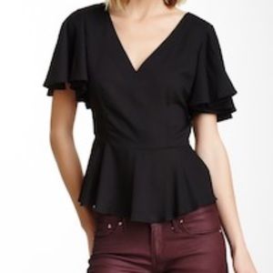BB DAKOTA Allen Ruffle Hem Black Blouse BB DAKOTA Allen Ruffle Hem Black Blouse