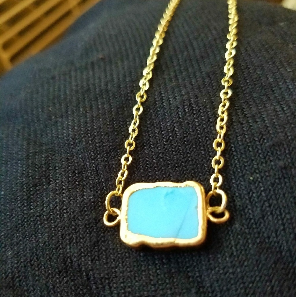 ❤️SOLD❤️Gold Plated Natural Turquoise Choker - Picture 2 of 6