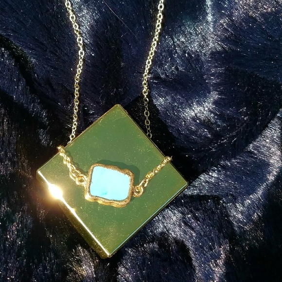 ❤️SOLD❤️Gold Plated Natural Turquoise Choker - Picture 3 of 6