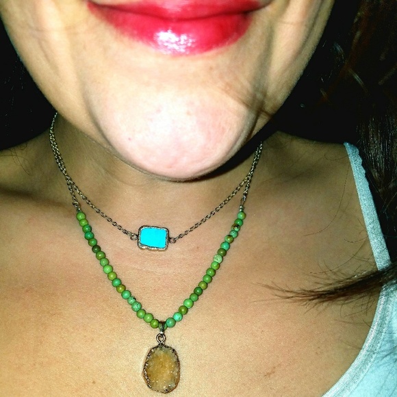 ❤️SOLD❤️Gold Plated Natural Turquoise Choker - Picture 4 of 6