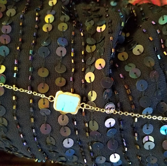 ❤️SOLD❤️Gold Plated Natural Turquoise Choker - Picture 6 of 6