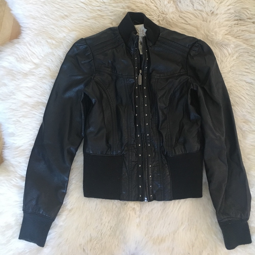 Arden B Faux Leather Jacket with Stud Detail