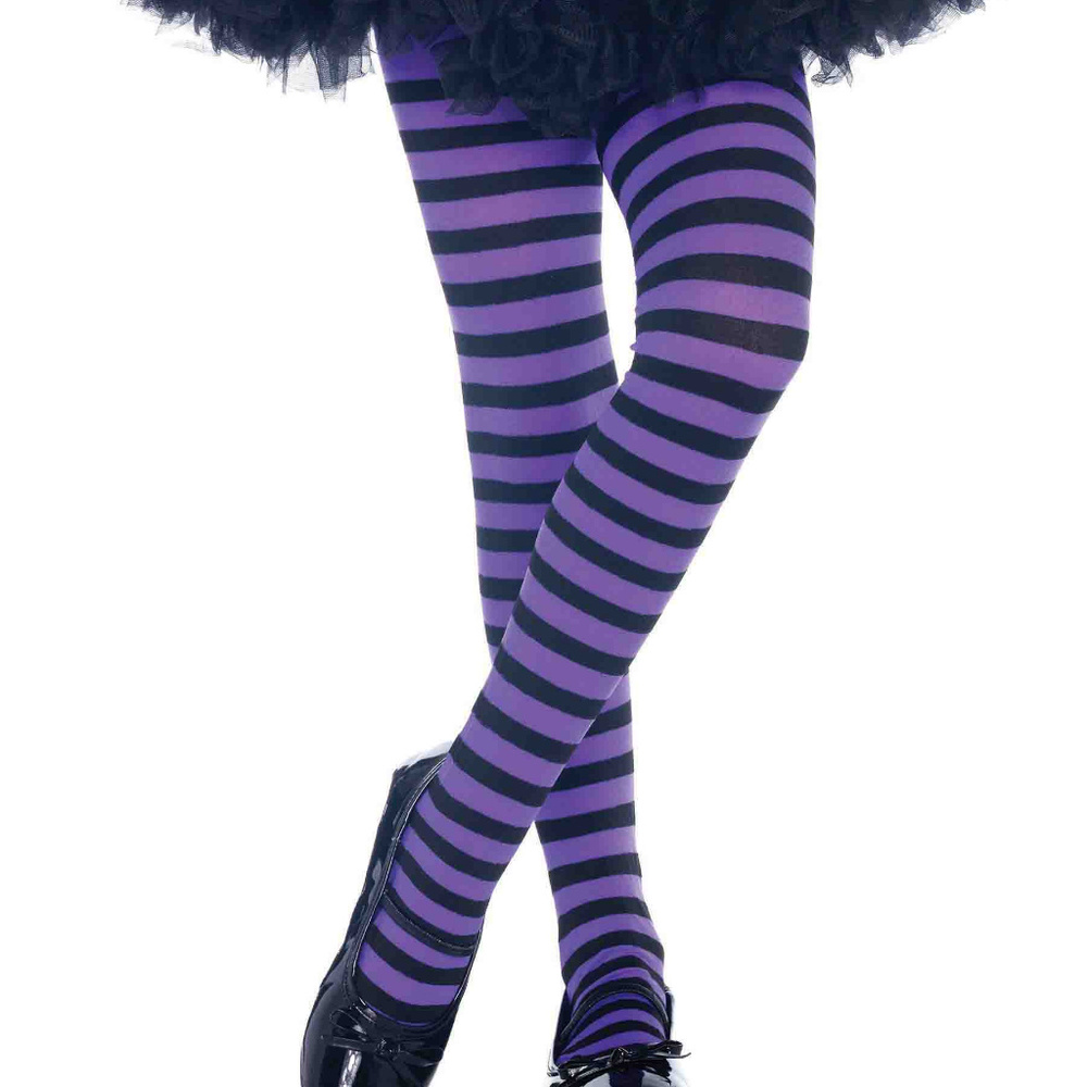 Bundle 2 Pair Girls Kids Striped Tights  LG 7 - 10