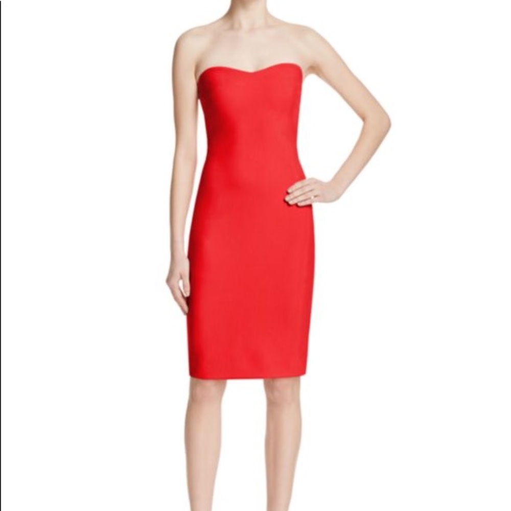 Likely red strapless dress