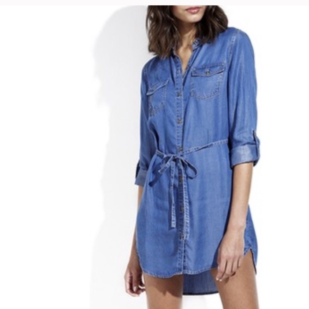 Chambray Denim Button Down Dress