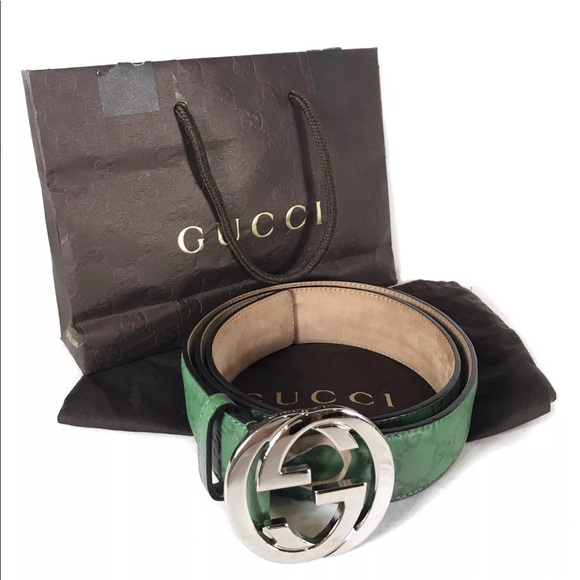 ❌ SOLD ❌ GUCCI Guccissima GG Monogram Green Belt - Picture 1 of 6