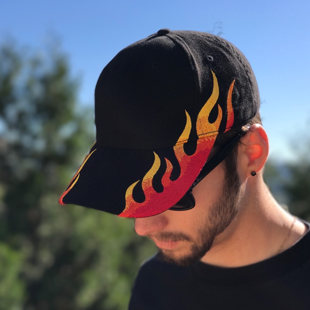 Embroidered Ombré Flame Hat